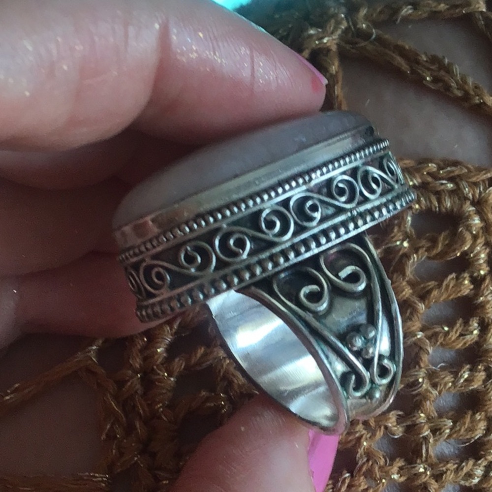 Rainbow Moonstone Oval Statement Ring In Iridesce… - image 6